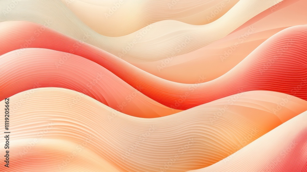 Aufkleber abstract coral and cream waves; soft, flowing lines create a calming visual. ideal for backgrounds, 