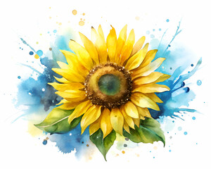 Vibrant Sunflower Watercolor Painting. A Summer Floral Masterpiece