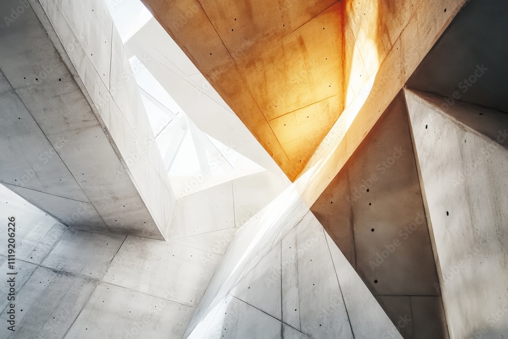 Aufkleber unique architectural design featuring sharp angles and natural light in a concrete structure