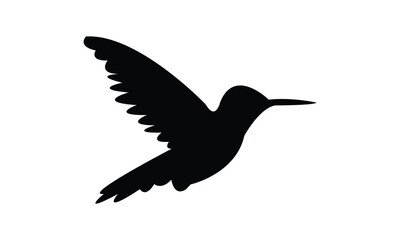 Flying Hummingbird Silhouette Design  And Vector Illustration. 