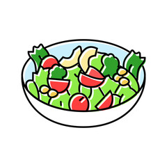 salad bowl vegan food color icon vector. salad bowl vegan food sign. isolated symbol illustration