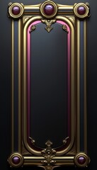 Ornate Gold Frame With Dark Background And Gemstones