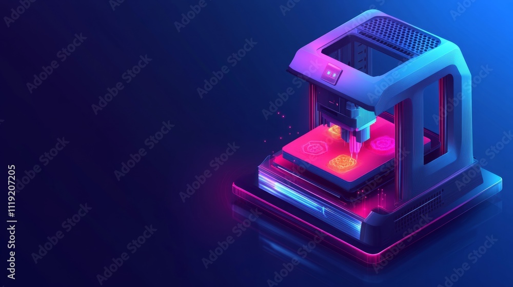 Poster 3d printer creating intricate designs on a platform.