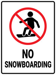 No Snowboarding Sign