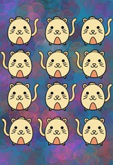 Cartoon cat face set with cute smile 