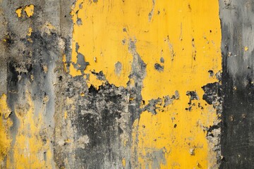 Weathered wall with peeling yellow paint in an urban setting