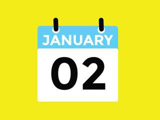 January 2 Calendar Day or Calender Date for Deadlines or Appointment. Calendar vector icon. Deadline. Date. 