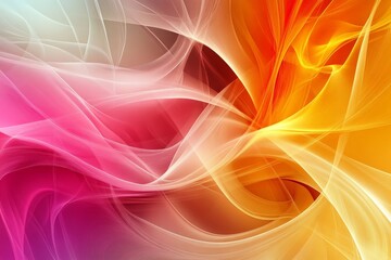 Colorful abstract design with flowing shapes and vibrant hues of pink, orange, and yellow creating a dynamic visual experience