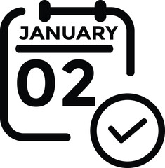 January 2 Calendar Day or Calender Date for Deadlines or Appointment. Calendar vector icon. Deadline. Date. 