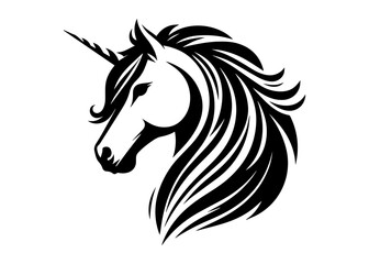 Unicorn Horse Head Silhouette Vector Illustration