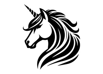 Unicorn Horse Head Silhouette Vector Illustration
