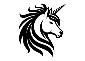 Unicorn Horse Head Silhouette Vector Illustration