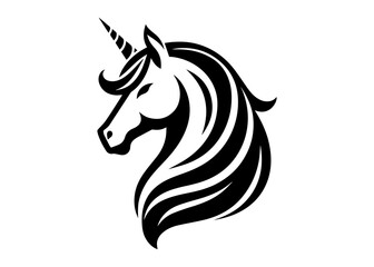 Unicorn Horse Head Silhouette Vector Illustration