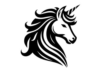 Unicorn Horse Head Silhouette Vector Illustration