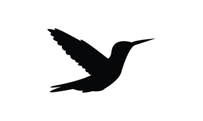 Flying Hummingbird Silhouette Design  And Vector Illustration. 