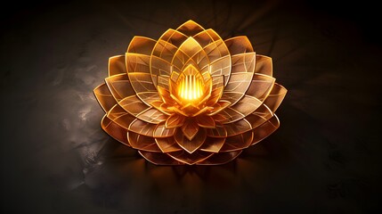 Fototapeta premium Golden lotus flower with inner light.