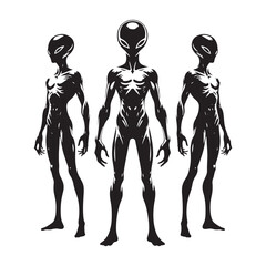 Classic Grey Alien - Minimalist Silhouette of Alien - Vector of Alien - Alien Illustration.