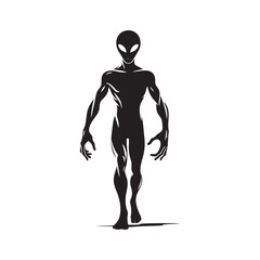 Classic Grey Alien - Minimalist Silhouette of Alien - Vector of Alien - Alien Illustration.