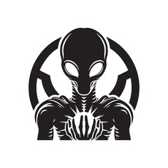 Classic Grey Alien - Minimalist Silhouette of Alien - Vector of Alien - Alien Illustration.