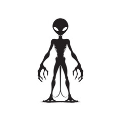Classic Grey Alien - Minimalist Silhouette of Alien - Vector of Alien - Alien Illustration.