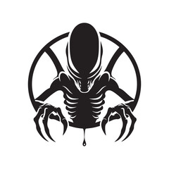 Classic Grey Alien - Minimalist Silhouette of Alien - Vector of Alien - Alien Illustration.