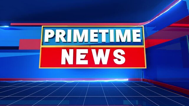 Primetime News 3D background with red and blue abstract 