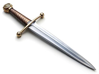 AI Generated Metallic Sword Image, White Background, Architectural Photography Style