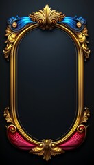 Elegant Gold Frame With Blue And Red Accents