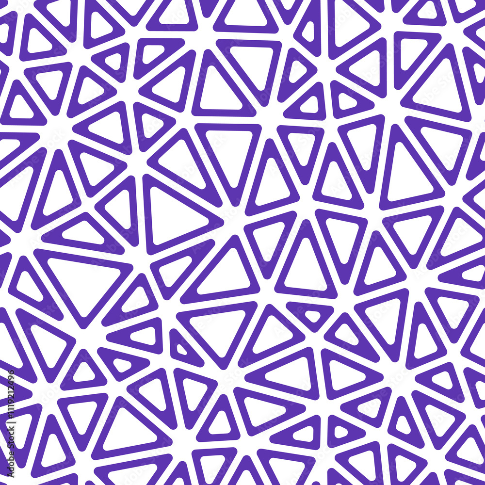 Poster pattern of triangle shapes. medium triangles size. solid color style. rounded triangular cells outli