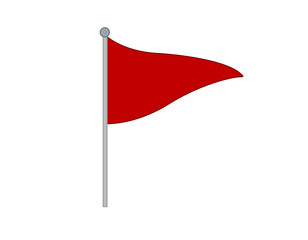 Tall triangular gradient red flag icon with silver pole © Andy