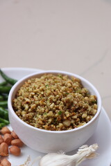 Hirvi Mirchi cha thecha, Dry green chutney made from garlic chilli peanuts which is famous in maharashtra