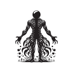 Alien Silhouette - Minimalist Vector of Alien - Illustration OF Alien.