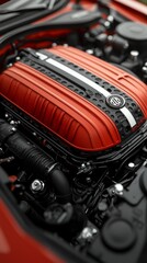 Fototapeta premium Engine close-up showcasing detailed design and craftsmanship in automotive engineering