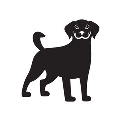 Dog standing silhouette icon vector art illustration 