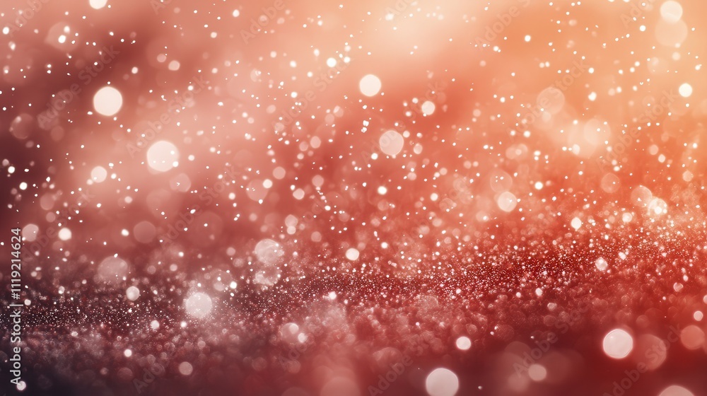 Poster a red bokeh background with falling snowflakes, their delicate forms adding movement and texture to 