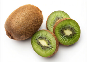 Fototapeta premium Whole kiwi fruit with fresh slices 