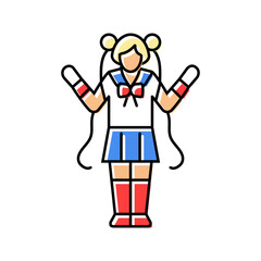 manga cosplay female color icon vector. manga cosplay female sign. isolated symbol illustration