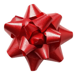 Red glittery gift bow close-up