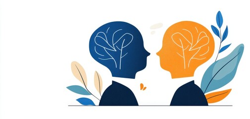 Fototapeta premium A symbolic representation of connection and understanding between two individuals, highlighting the importance of mental health.