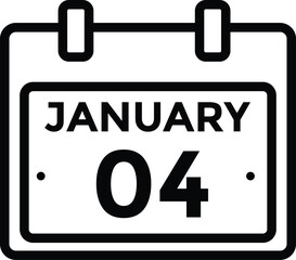 January 4 Calendar Day or Calender Date for Deadlines or Appointment. Calendar vector icon. Deadline. Date. 
