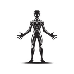 Alien Silhouette - Minimalist Alien Vector - Illustration of Alien.