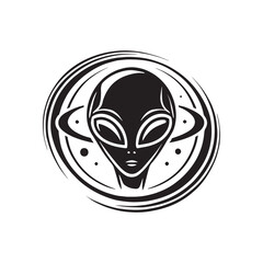 Alien Silhouette - Minimalist Alien Vector - Illustration of Alien.