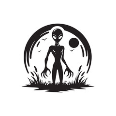 Alien Silhouette - Minimalist Alien Vector - Illustration of Alien.