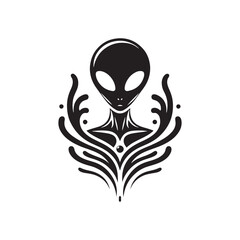 Alien Silhouette - Minimalist Alien Vector - Illustration of Alien.