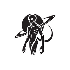 Alien Silhouette - Minimalist Alien Vector - Illustration of Alien.