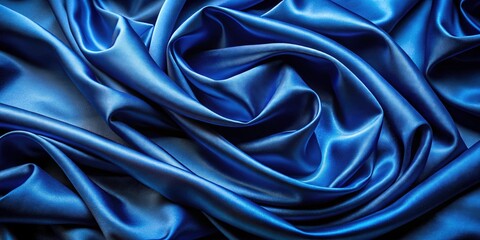 Fototapeta premium Dark Blue Silk Fabric Background - Elegant Satin Texture for Abstract Designs and Copy Space