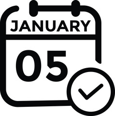 January 5 Calendar Day or Calender Date for Deadlines or Appointment. Calendar vector icon. Deadline. Date. 
