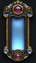 Ornate Gold Frame with Blue and Red Gems