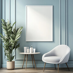 Modern living room, white picture frame, home, sofa, light, simple style