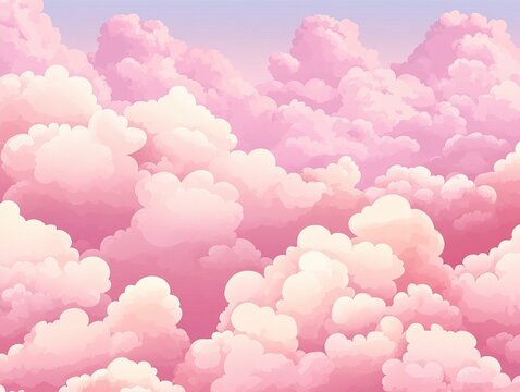 Fototapeta Dreamy pink clouds in a serene pastel sky 